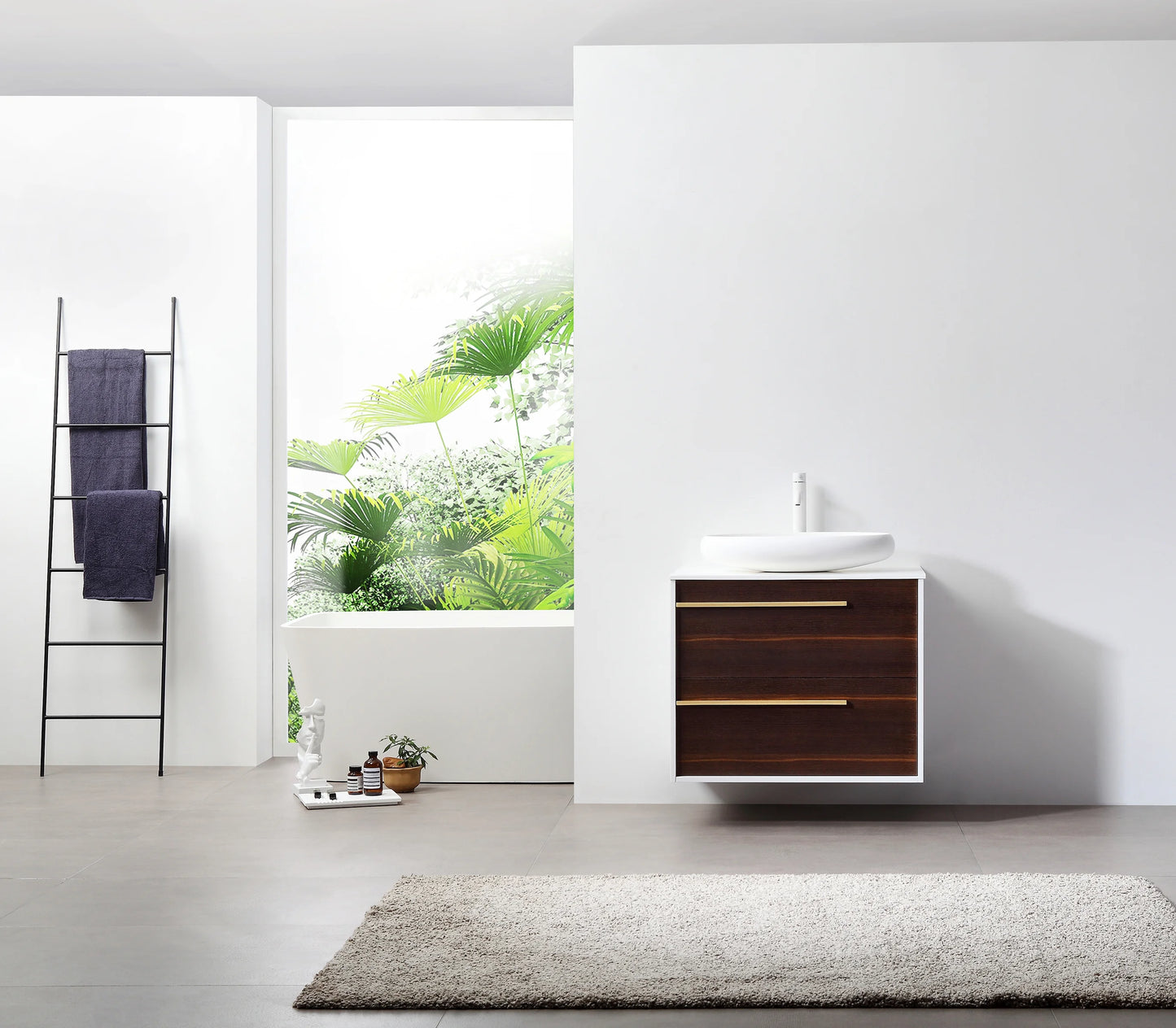 Goreme 30" Smoke Gray Oak Wall Mount Bathroom Vanity