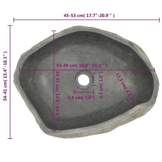 vidaXL Bathroom Basin, Naturally Varied Shape and Color Tone, (17.7"-20.9")x(13.4"-16.1")x4.5"