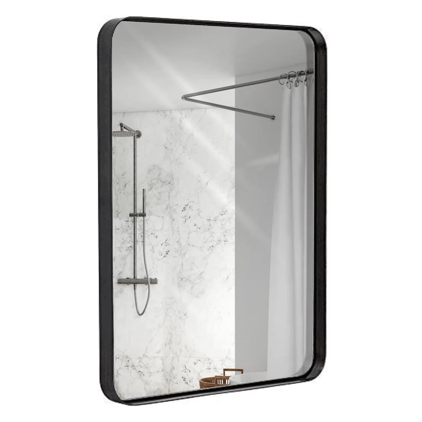 Hamilton Hills 22x30 inch Metal Black Frame Mirror for Bathroom