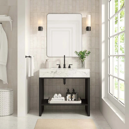 Modway Gridiron 36" Bathroom Vanity in White Black