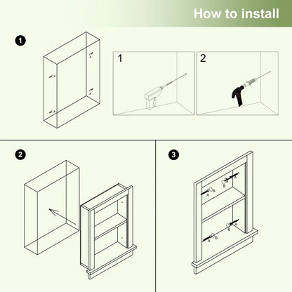 Hironpal White 2-Tier Recessed 15x18 Wall Niche Medicine Cabinet Replacement, in The Wall Bathroom Cabinet Insert Shelf/Shelves