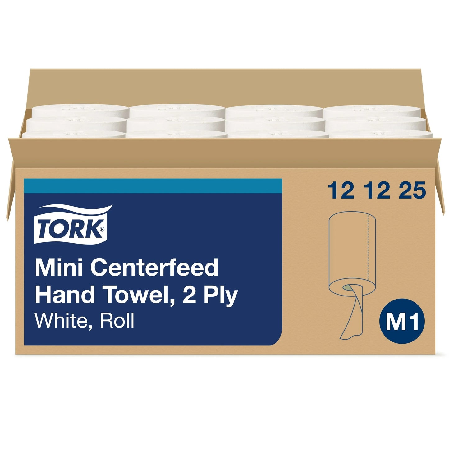 Tork Basic Mini Centerfeed Paper Towel White M1, High Absorbency, 12 x 266 Sheets, 121225