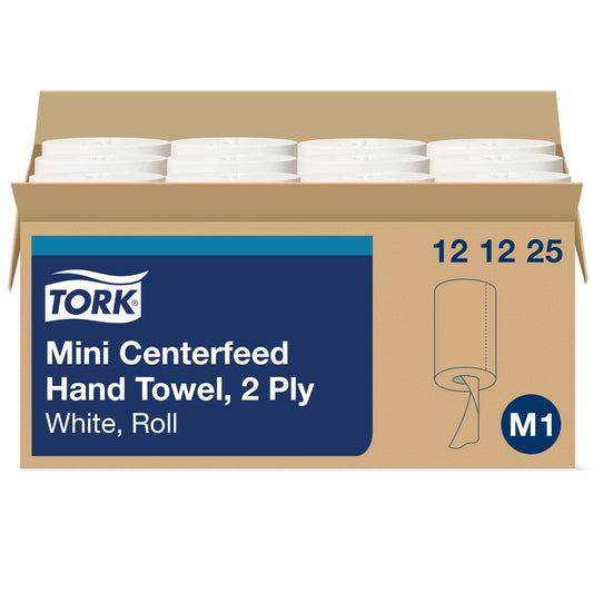 Tork Basic Mini Centerfeed Paper Towel White M1, High Absorbency, 12 x 266 Sheets, 121225