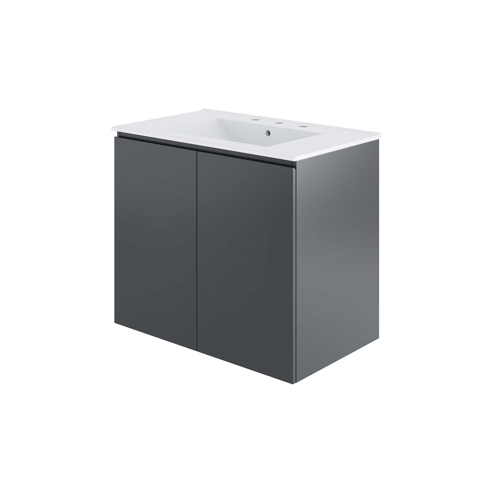 Sink Vanity Cabinet, Wall Mount, Grey Gray Black, Ceramic, Melamine, Modern Contemporary, Hotel Bedroom Bathroom Master Suite Guest