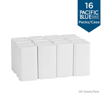 Georgia Pacific Professional Blue Select Multi-Fold 2 Ply Paper Towel, 9 1/5 x 9 2/5, White,125/PK, 16 PK/CT -GPC21000
