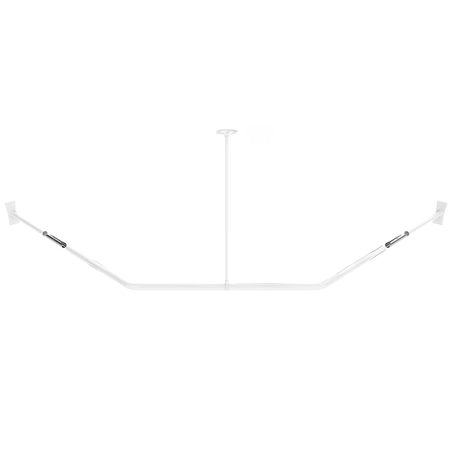 Naiture Stainless Steel 18-1/2" X 26" X 18-1/2" Neo-Angle Shower Curtain Rod with Ceiling Support, Brushed Nickel Finish