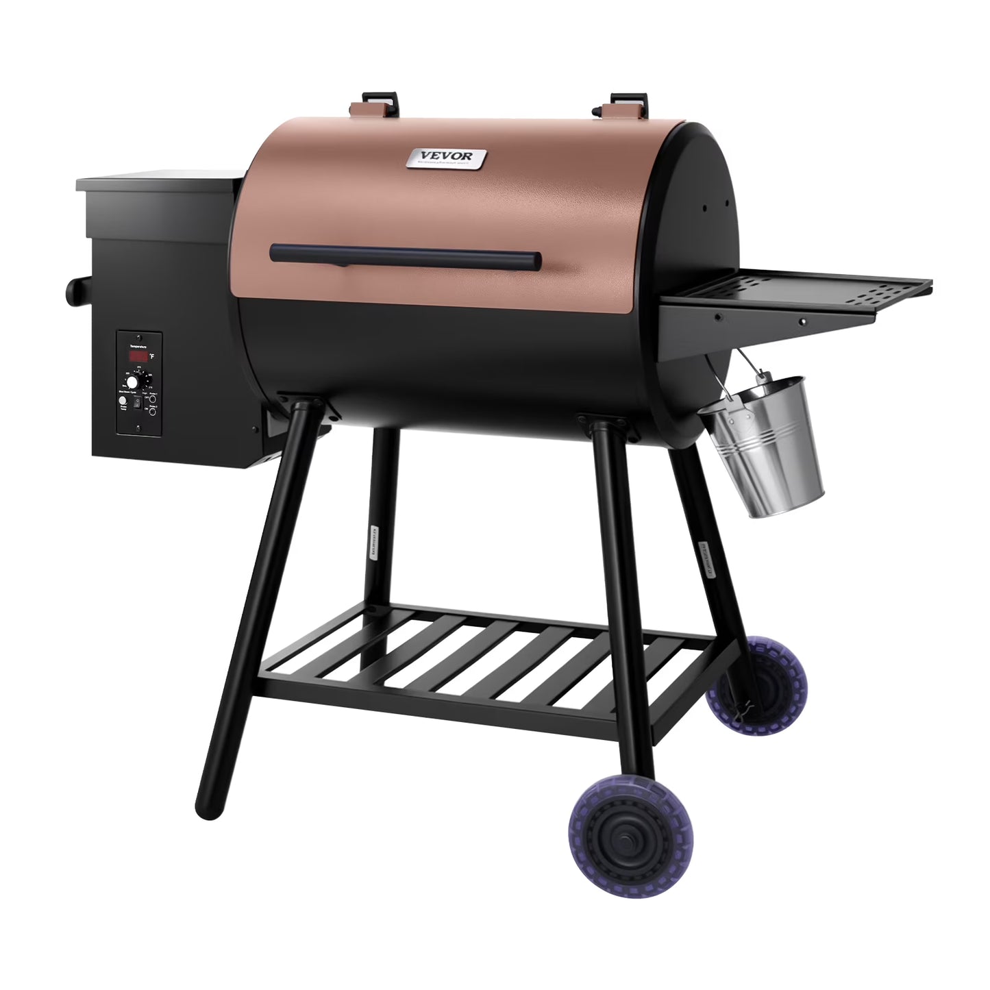 VEVOR Wood Pellet Grill Smoker, 8 in 1 BBQ Grills for Outdoor Cooking, 456 Square Inches Cook Area Electric Grill and Smoker, with Digital Controller, Meat Probe, 500° F Max Temperature, Black