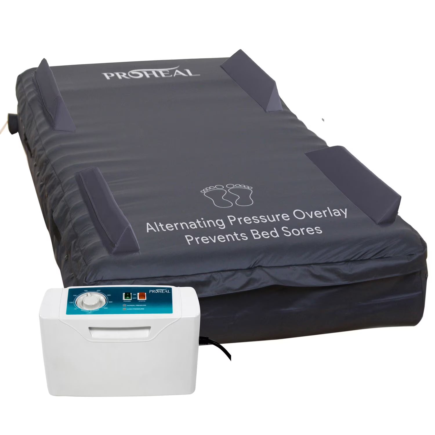 Proheal 5" Thick Alternating Pressure Bed Pad - Air Mattress Overlay with Pump - Bed Size 36” x 80” Thickness: variates