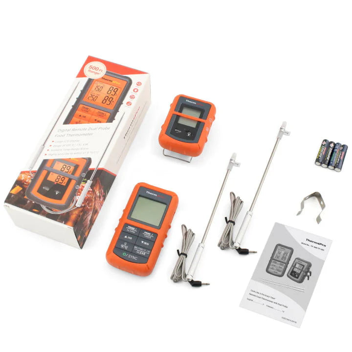 ThermoPro TP08BW 500FT Wireless Meat Thermometer for Grilling Smoker BBQ Grill Oven Thermometer with Dual Probe Kitchen Cooking Food Thermometer