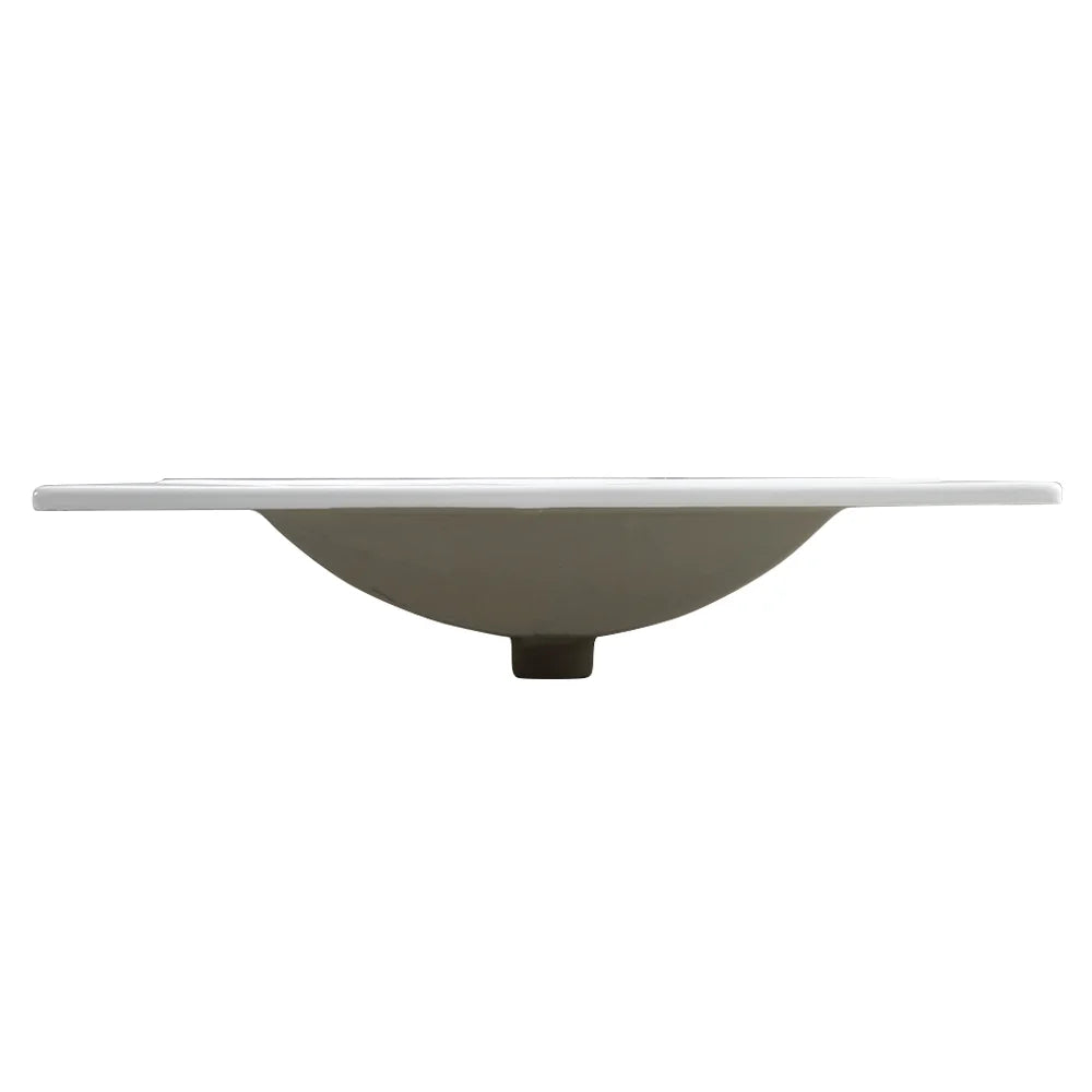 Miniyam 24" Ceramic Sink with Overflow, Drop in Bathroom Vessel Sink, White