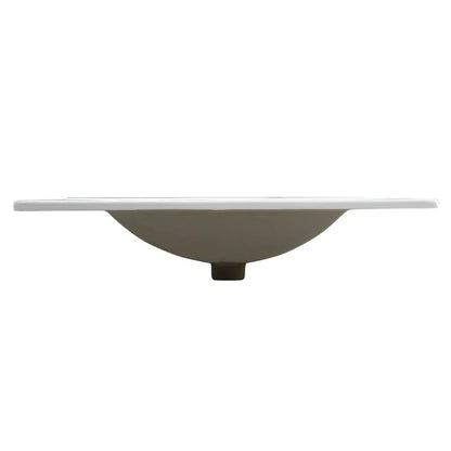 Miniyam 24" Ceramic Sink with Overflow, Drop in Bathroom Vessel Sink, White