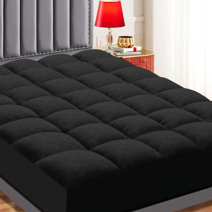 Longqi Extra Thick Mattress 1000 GSM Topper, Down Alternative Overfill Plush Mattress Pad, Cooling Pillow Top with 8-21Inch Deep Pocket