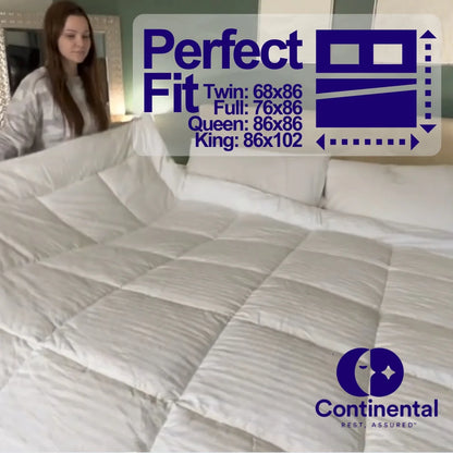 Continental Bedding Affinity All Season Down Alternative 100% Cotton Quilted Comforter Full Size Duvet Insert 76x86 Inch