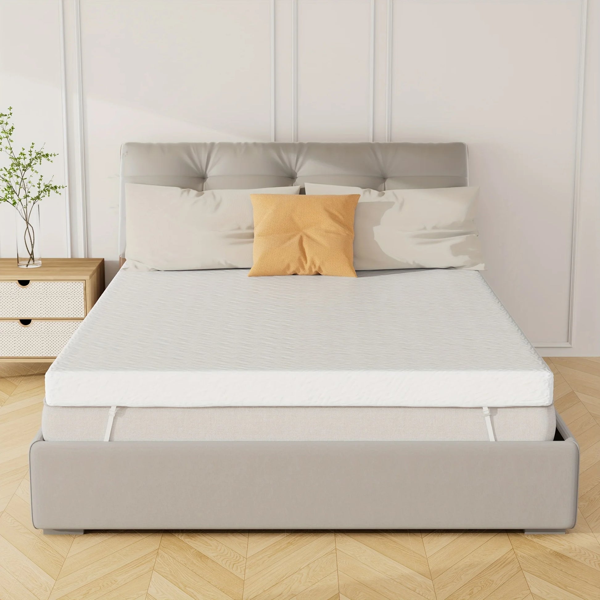 New Thickened Quilted Latex Layer High Resilience Zero Pressure Mattress Topper, Foldable 3D Edge Support, Memory High Resilience Latex Thickened Knitted Breathable Non-slip Pad Foldable