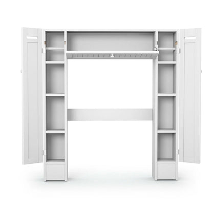 Costway Over the Toilet Storage Wooden Cabinet Drop Door Spacesaver Bathroom White