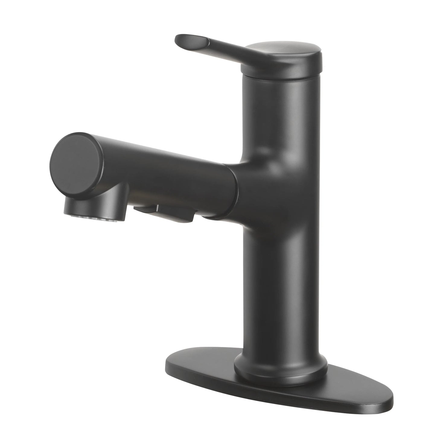 Better Homes and Gardens Pull-Out Bathroom Sink Faucet with Pop-Up Drain and Optional Deckplate, Matte Black