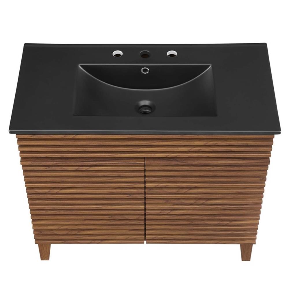 Modway Render 36" Bathroom Vanity in Walnut Black