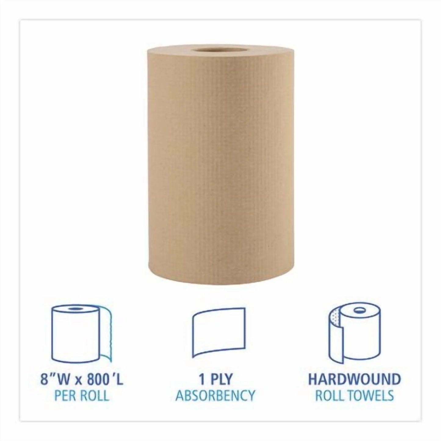 Boardwalk Green Universal Roll Towels, 1-Ply, 8" x 800 ft, Natural, 6 Rolls/Carton | Bundle of 5