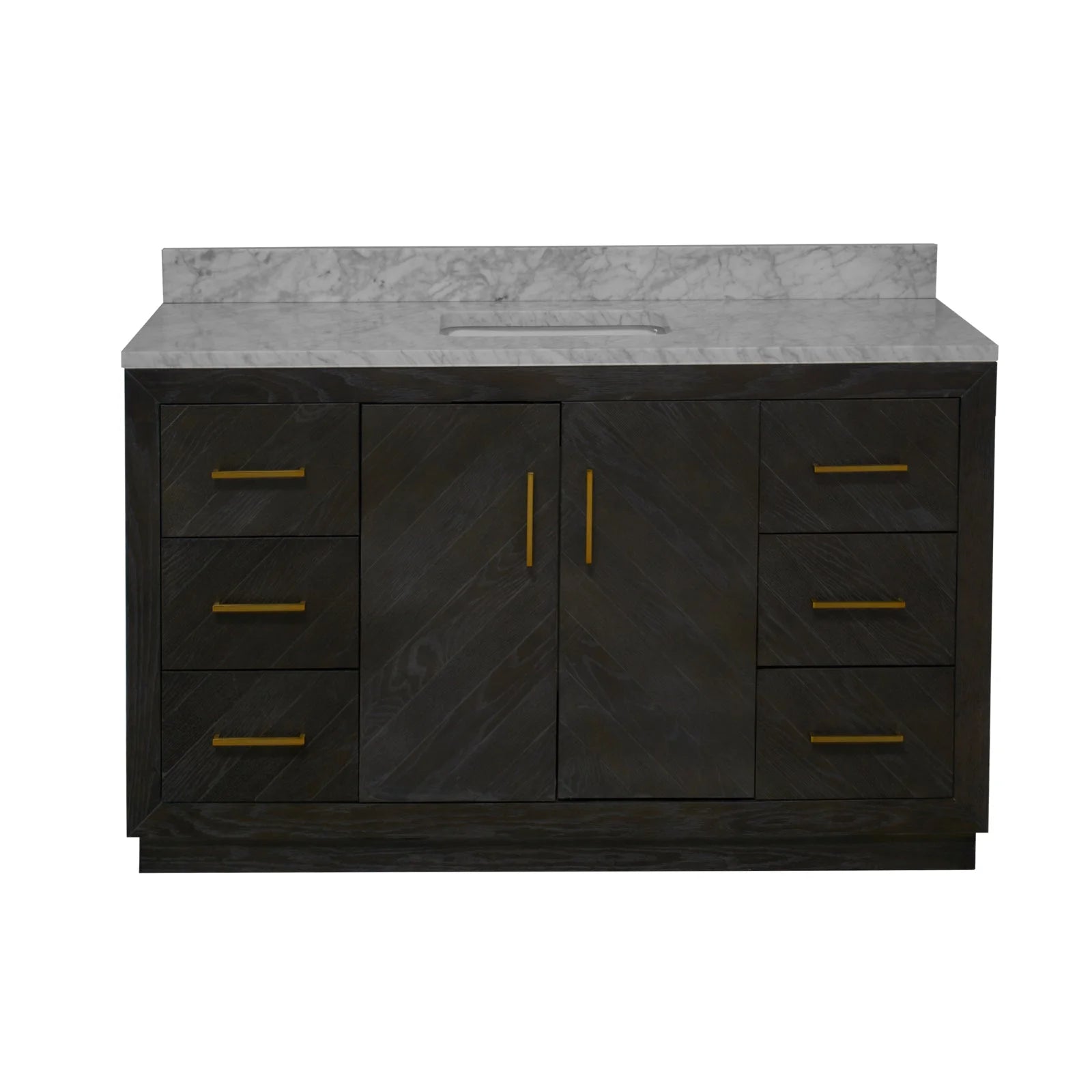 Peyton 60" Single Bathroom Vanity with Gray Oak Cabinet and Carrara Marble Top