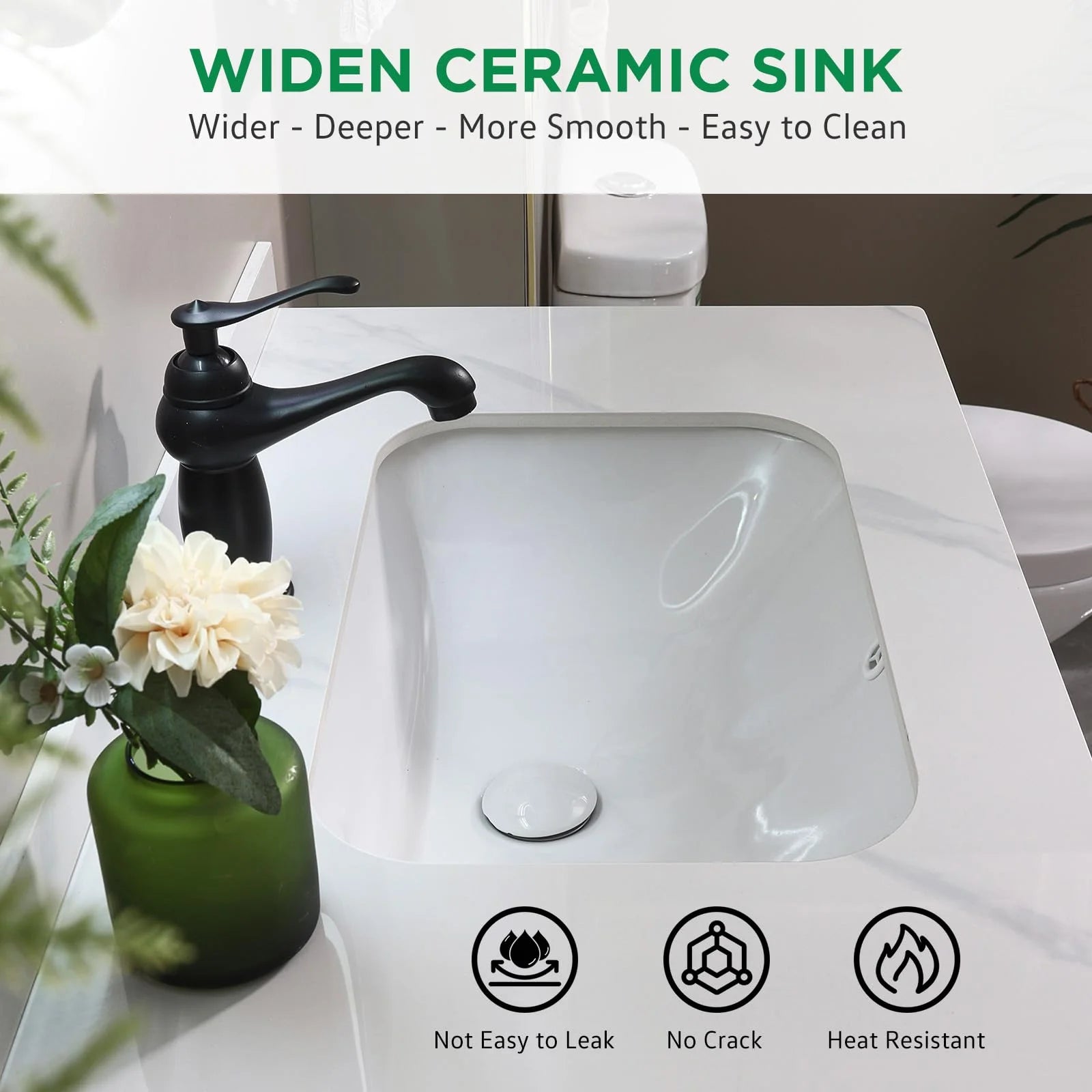 PROHIKER 29.1" Bathroom Vanity with Sink, Modern Bathroom Vanity Cabinet, Freestanding Bathroom Sink Cabinet with 1 Soft-Close Door and Metal Handle