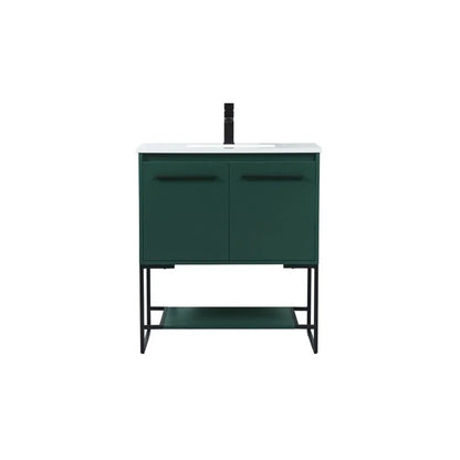 Elegant Kitchen and Bath 30 Inch Single Bathroom Vanity In Green