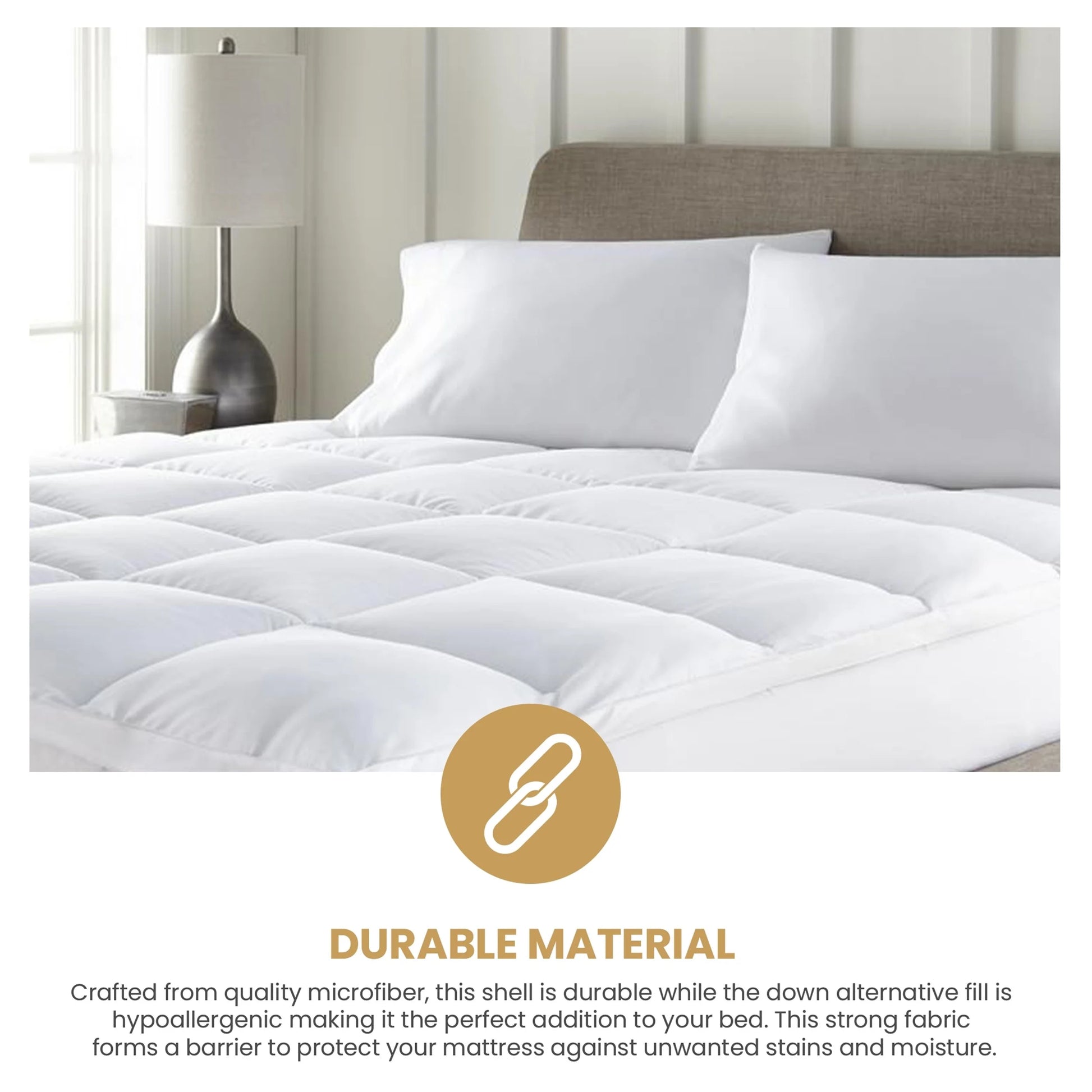 BNM Down Alternative 2 Inch Mattress Topper, King, White