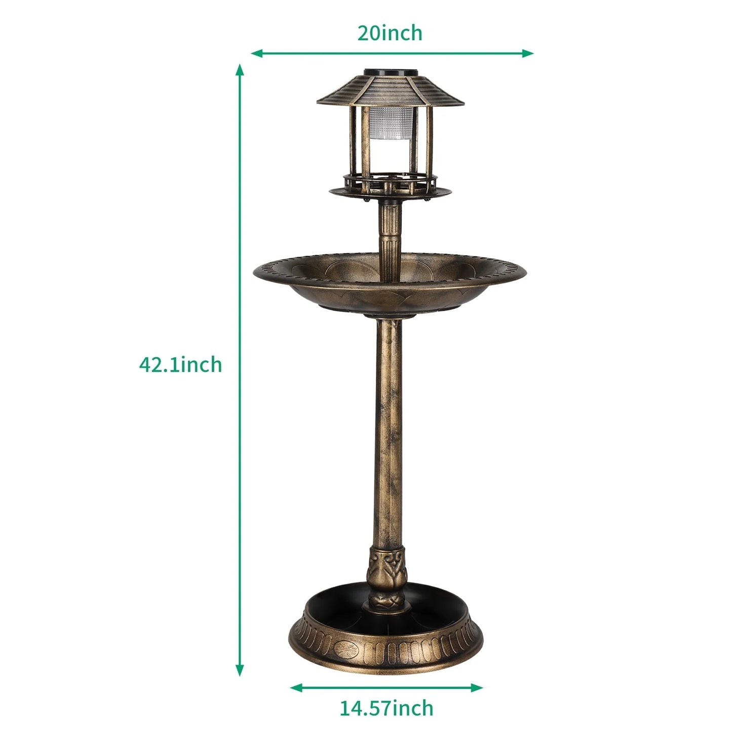 Zimtown Courtyard 42 Inch Bird Bath w/Solar Light Garden Decor