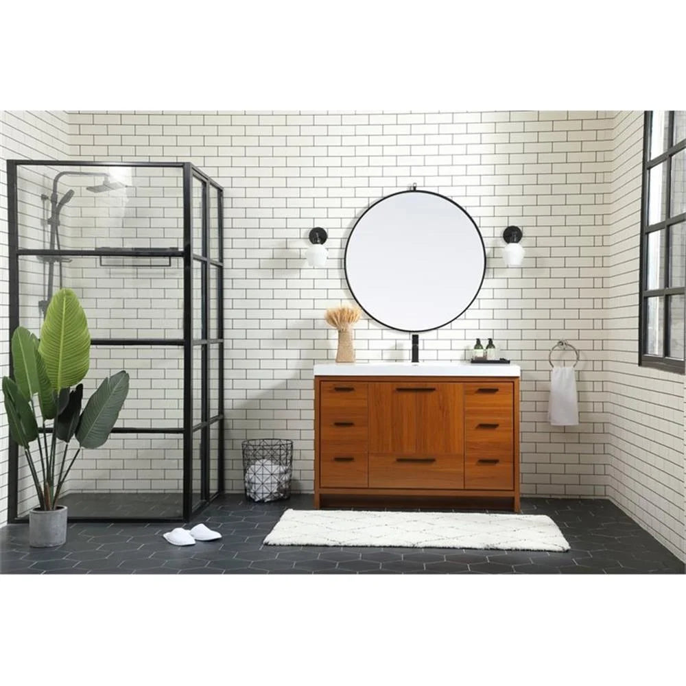Elegant Decor Wyatt 48" Aluminum Alloy and MDF Single Bathroom Vanity in Teak