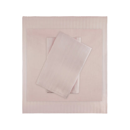 Powder Pink Satin Duvet Cover Set, 100% High Quality Turkish Cotton Queen Size Set, 1 Duvet Cover, 1 Fitted Sheet and 2 Pillowcases, Hypoallergenic, Breathable, Satin Bedding Set, Machine Washable