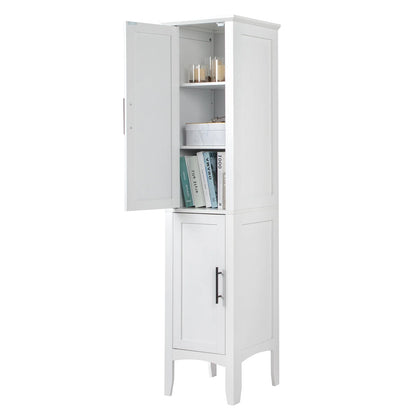 Ktaxon Bathroom Storage Cabinet Narrow Tall, Freestanding Cabinet Storage Tower with 2 Door, White