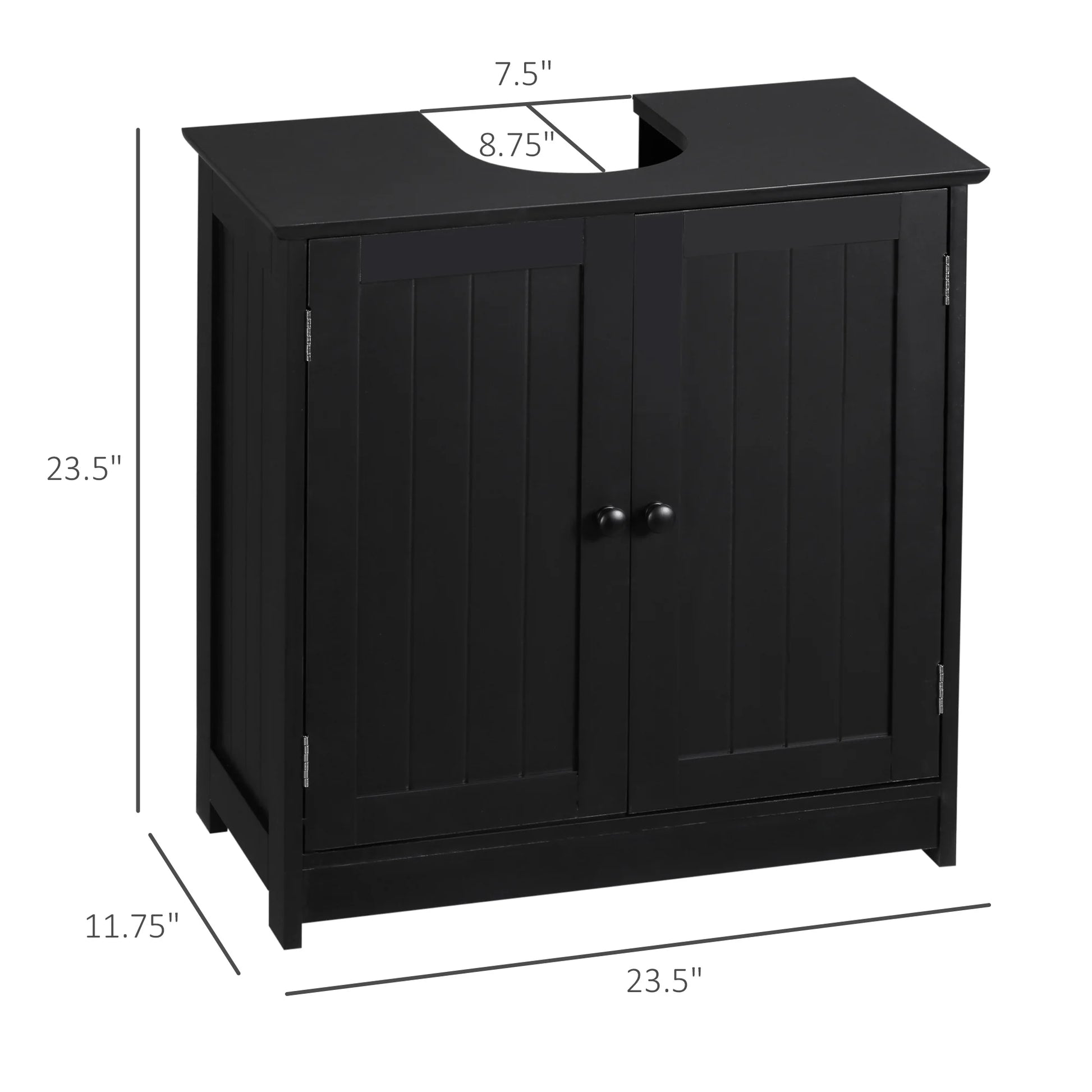 HOMCOM Under Sink Bathroom Cabinet with 2 Doors and Shelf, Pedestal Sink Bathroom Vanity Cabinet, Black