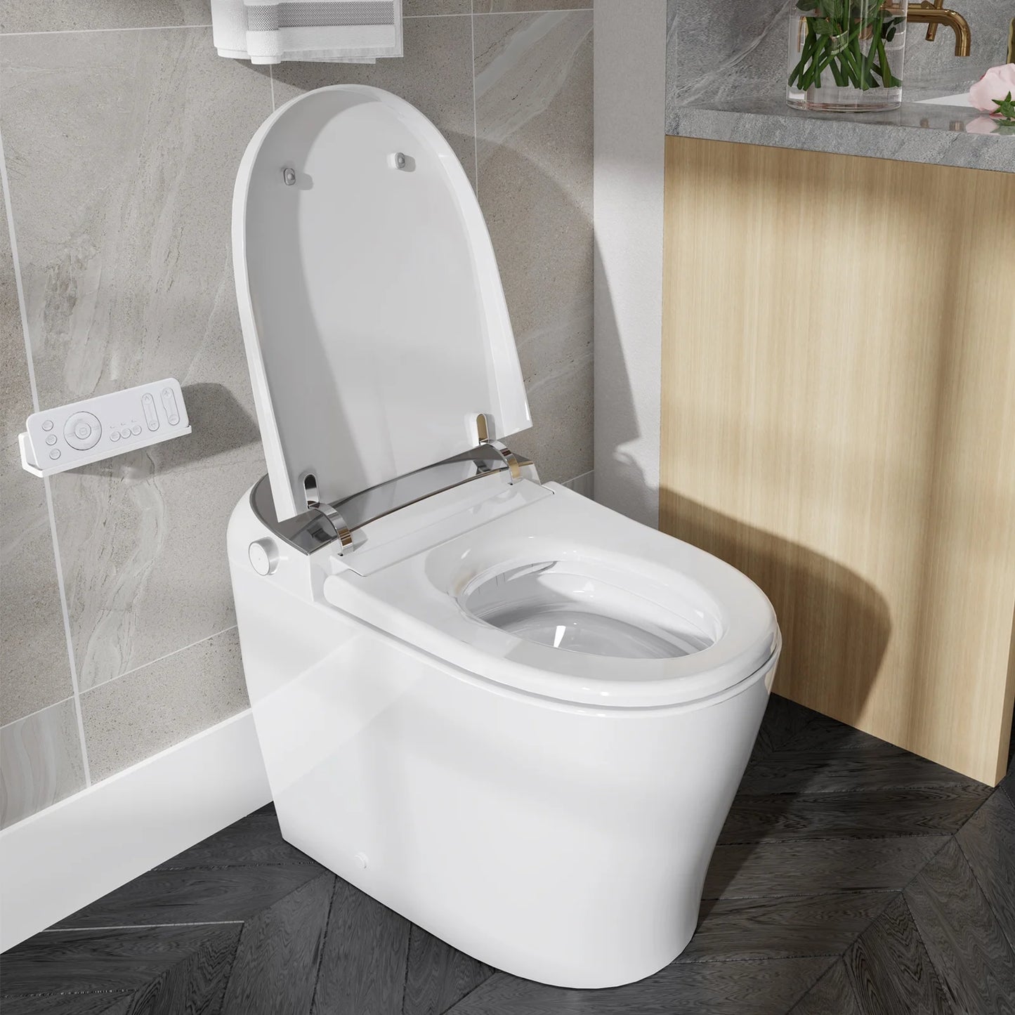 Bidet Smart Toilet with Heat Seat, Auto Flush, Dryer, LED Display T03 One Piece Elongated