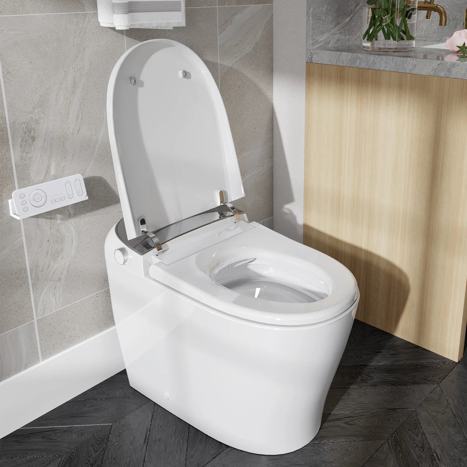 Bidet Smart Toilet with Heat Seat, Auto Flush, Dryer, LED Display T03 One Piece Elongated