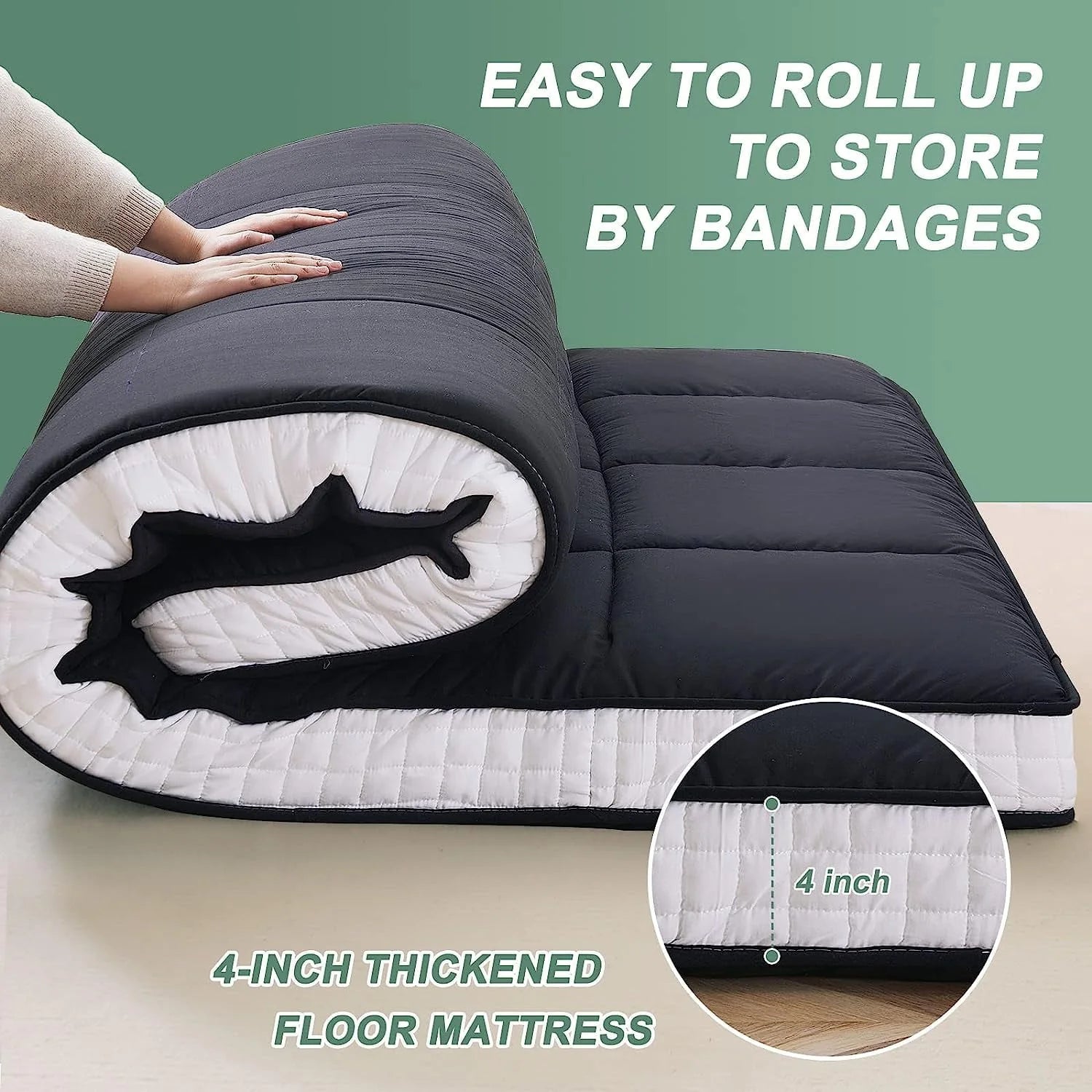 Lilypelle Japanese Floor Mattress Futon Mattress, Thicken Tatami Mat Sleeping Pad Mat Foldable Roll Up Mattress Boys Girls Dormitory Mattress Pad Kids Floor Lounger Bed and Sofas, Coffee, Full Size