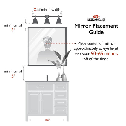 Isla Rectangle Wall Accent Mirror, 30" H x 20" L, Modern Metal Framed, Living Room, Bedroom, Bathroom Vanity Mirror, Gold Design House, 596510-GLD