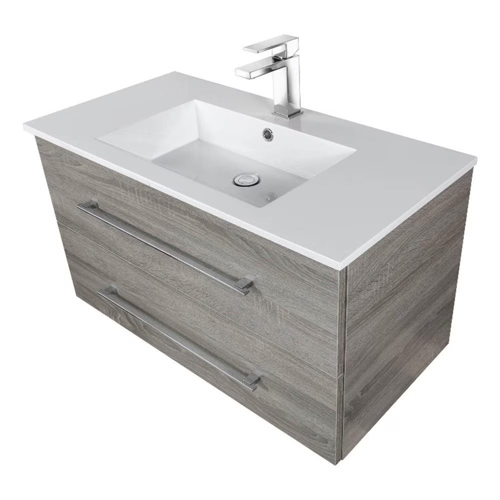 Cutler Kitchen and Bath Kato 48" Wood/Cultured Marble Bathroom Vanity in Gray