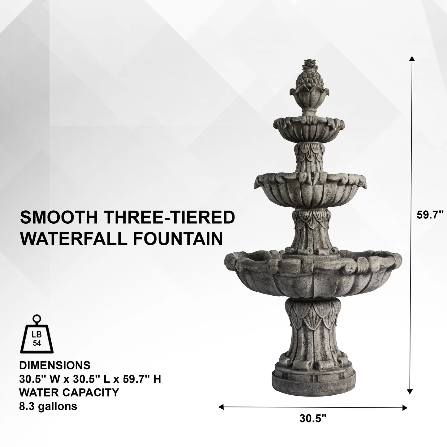 XBrand 58.3" 3-Tier Outdoor Freestanding Water Fountain - Classic Leaf Design, Large Bird Bath with Pump - Ideal for Yard, Lawn and Garden Dcor