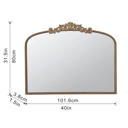 40" x 31" Classic Design Gold Arch Mirror and Baroque Inspired Frame for Living Room Bathrrom Enterway Console