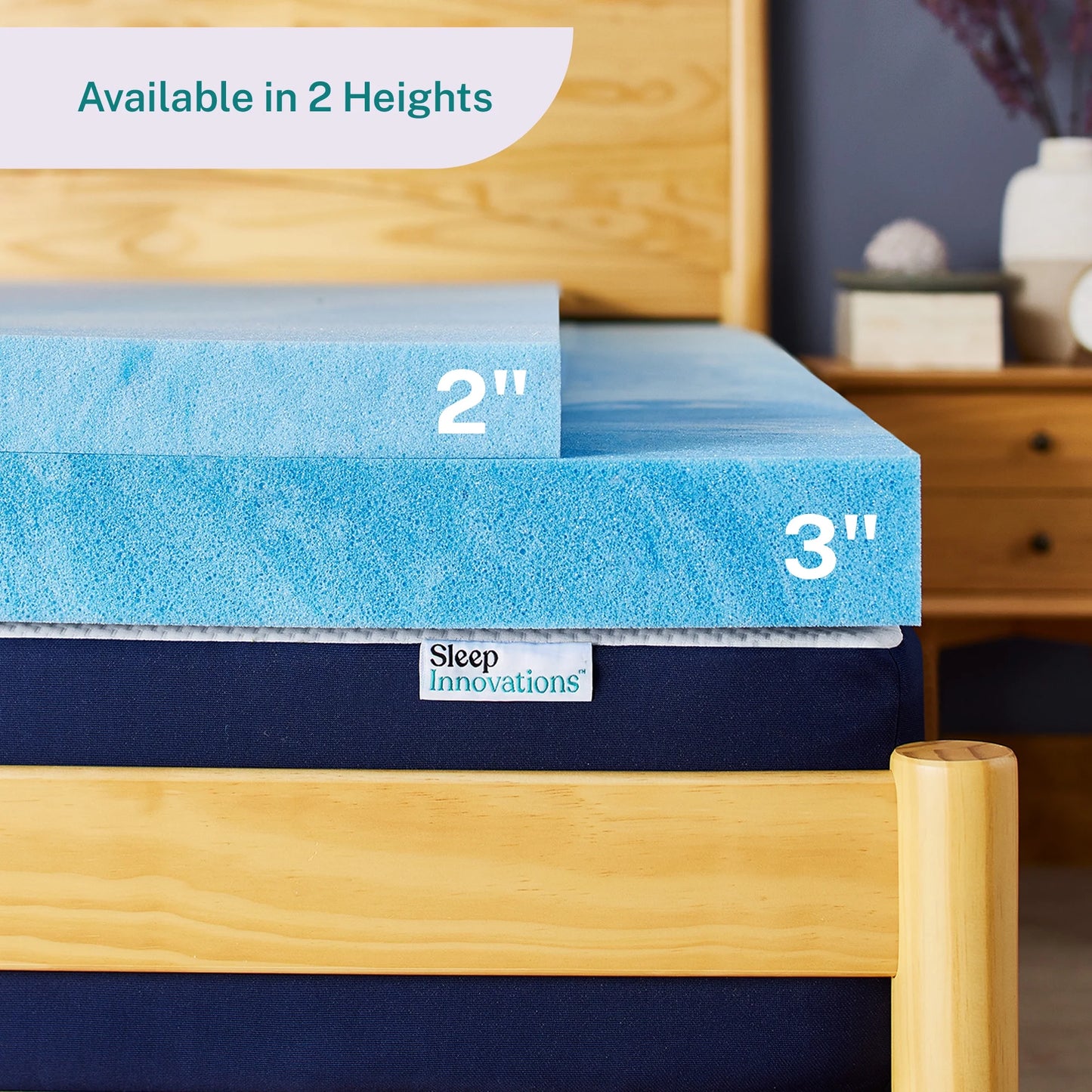 Sleep Innovations 2 Inch Gel Memory Foam Mattress Topper, King, Cool Comfort
