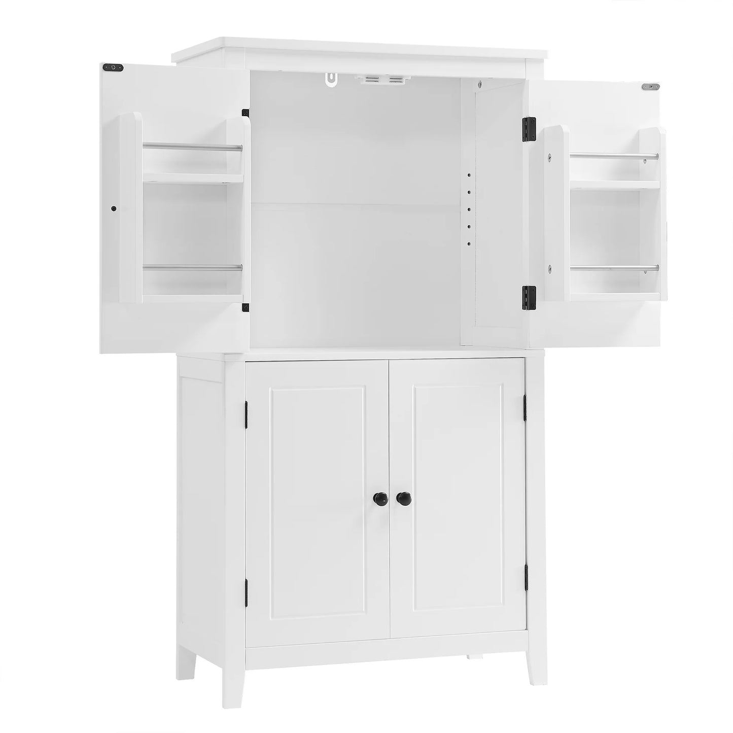 Bellemave Bathroom Floor Storage Cabinet with 4 Doors and Adjustable Shelf Freestanding Cabinet Multifunctional Small Storage Organizer for Living Room 23.6°?x 11.8°?x 43.3°?(White, 4 Doors)