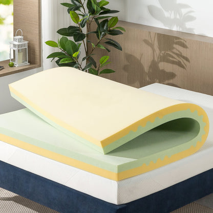 Spa Sensations by Zinus 4" Green Tea TorsoTec Memory Foam Mattress Topper, Twin