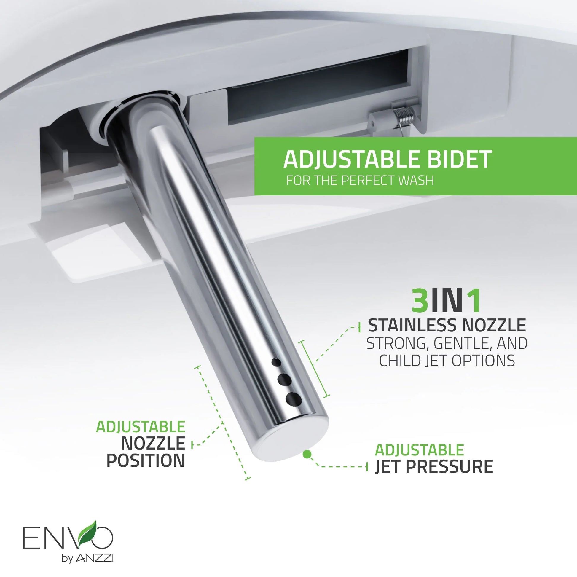 ENVO by ANZZI Aura Smart Toilet Bidet with Remote & Auto Flush - White