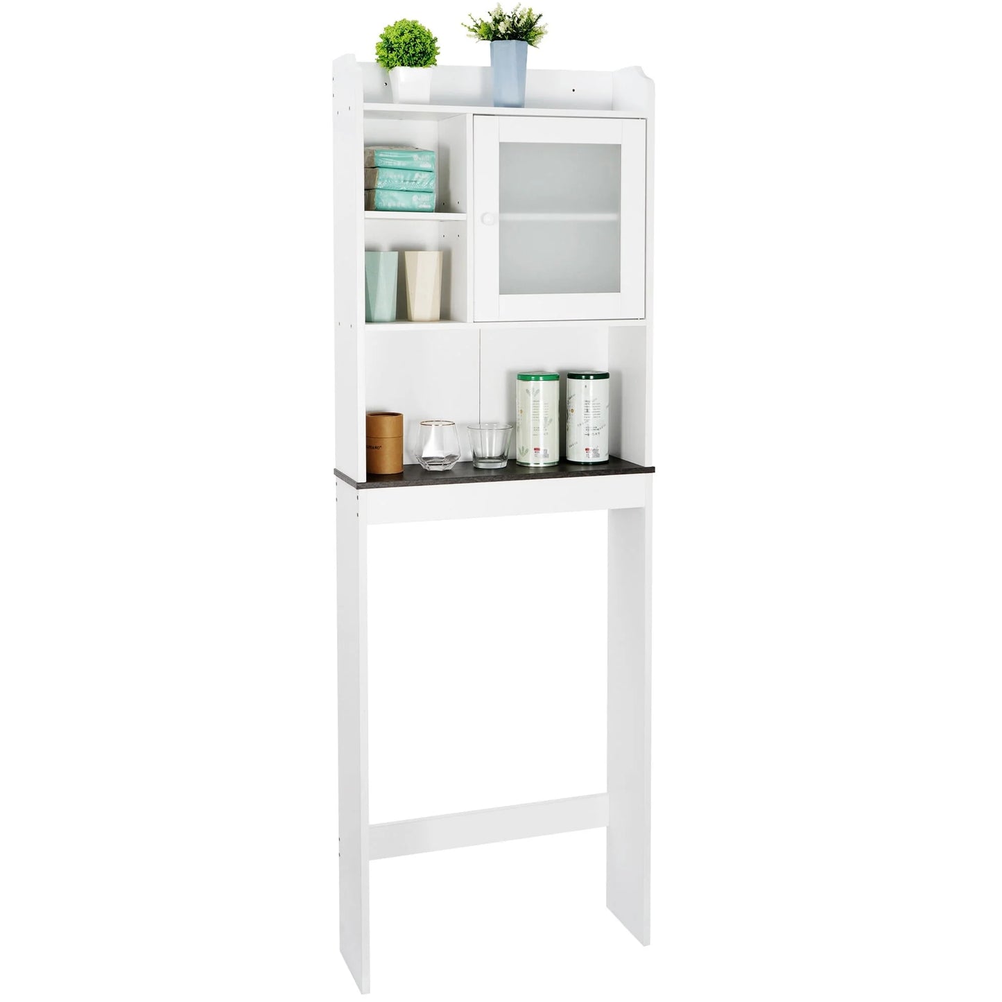 ZenSports Over The Toilet Storage Cabinet Organizer Bathroom Space Saver W/Adjustable Shelves, White