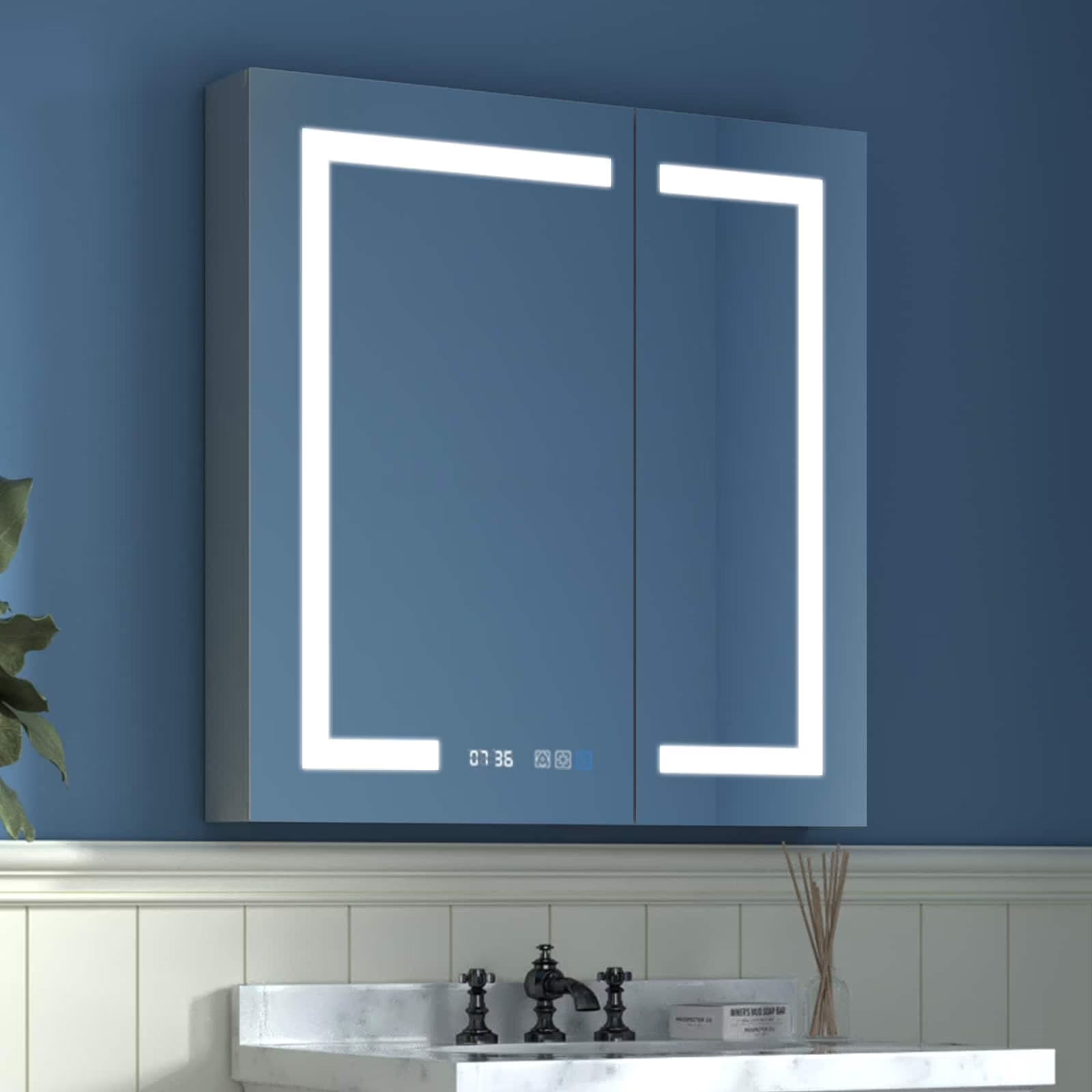 ExBrite LED Lighted Bathroom Medicine Cabinet with Mirror Recessed or Surface led Medicine Cabinet 48"x 32"