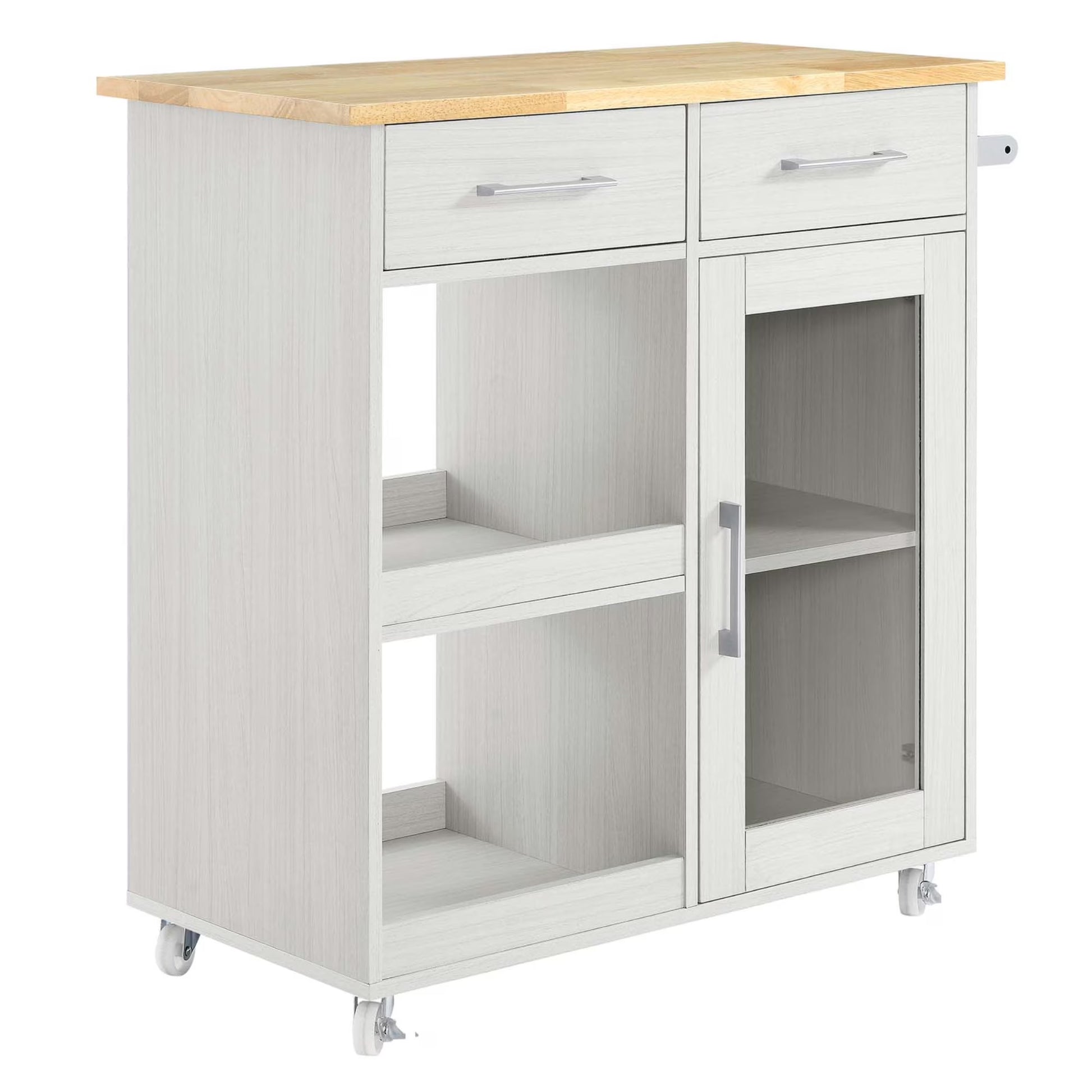 Modway Culinary Kitchen Cart With Towel Bar in White Natural