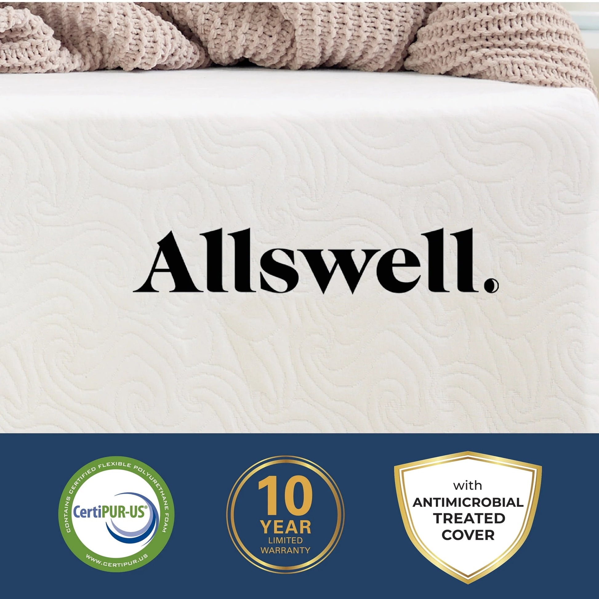 The Allswell X 10°?Hybrid of Memory Foam and Coils Mattress With Antimicrobial Treated Cover, Queen