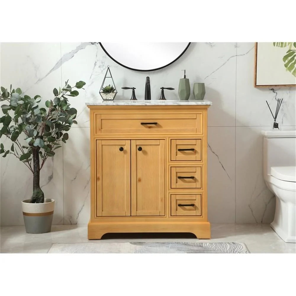 Elegant Kitchen and Bath 32 inch Single bathroom vanity in natural wood