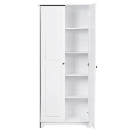 UBesGoo 72" Traditional Freestanding Kitchen Pantry Cabinet Wardrobe Armoire, White
