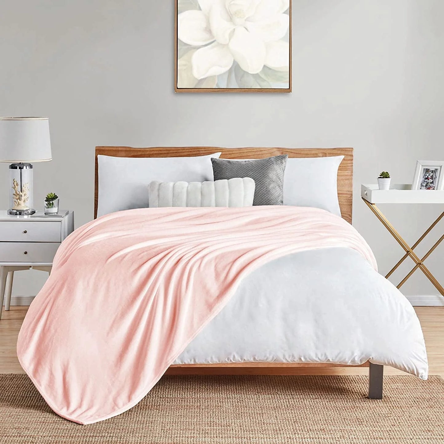 Walensee Ultra Soft Microplush Fleece Throw Blanket, 50" x 60", Pink, Machine Washable