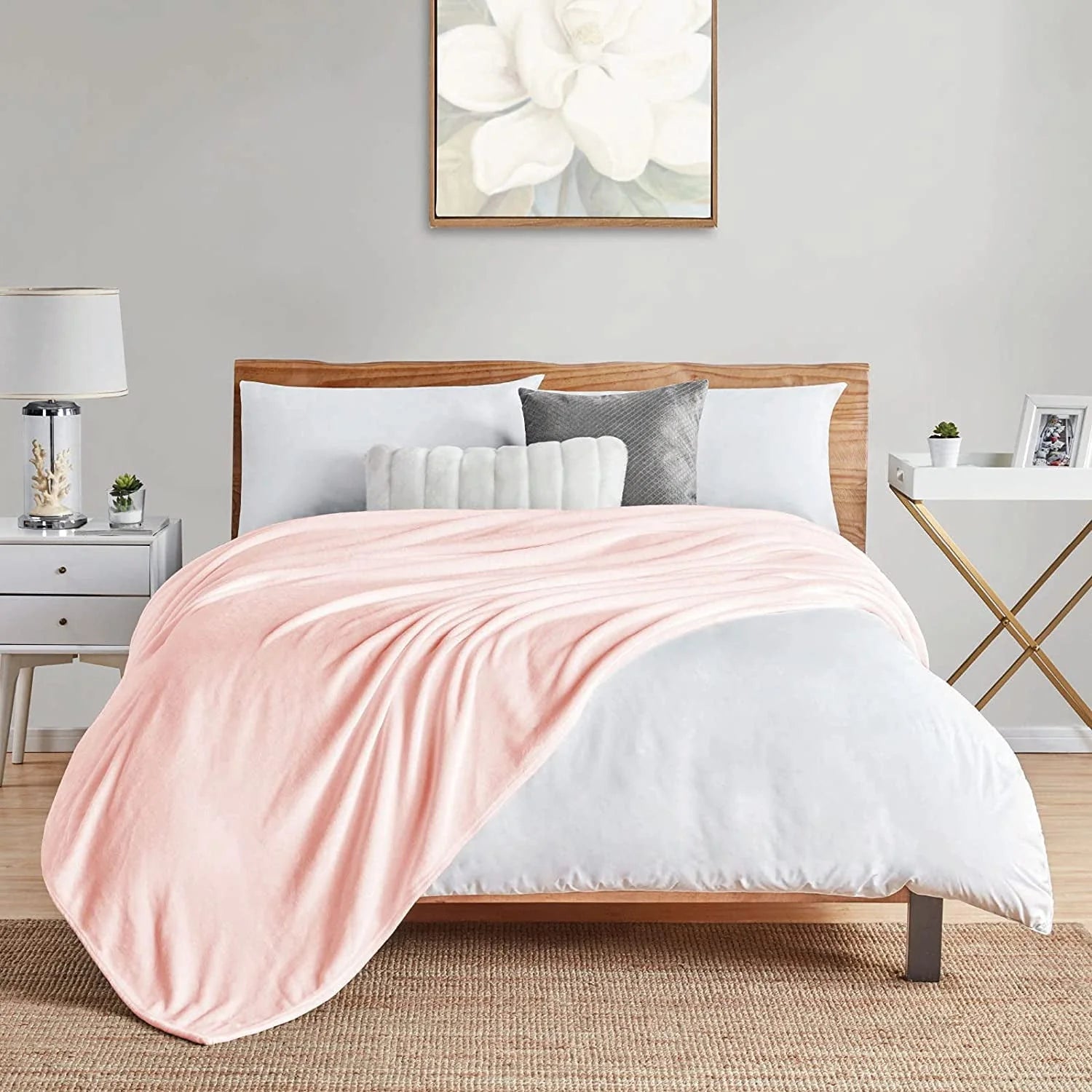 Walensee Ultra Soft Microplush Fleece Throw Blanket, 50" x 60", Pink, Machine Washable